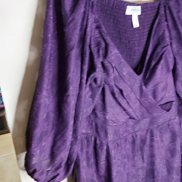 Addition Elle Purple Floral Balloon Sleeve Dress - Picture 6 of 13